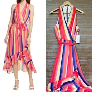 Julia Jordan NWT Striped Chiffon Dress Easter Boho Preppy Classic Womens 8